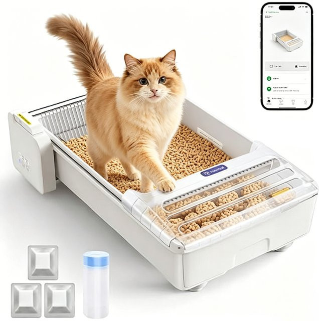 Robotail UCAT C31 Intelligente Katzentoilette mit Selbstreinigungssystem und App-Steuerung, Weiß, für Katzen von 1,5 bis 10,4 kg - Bild 1