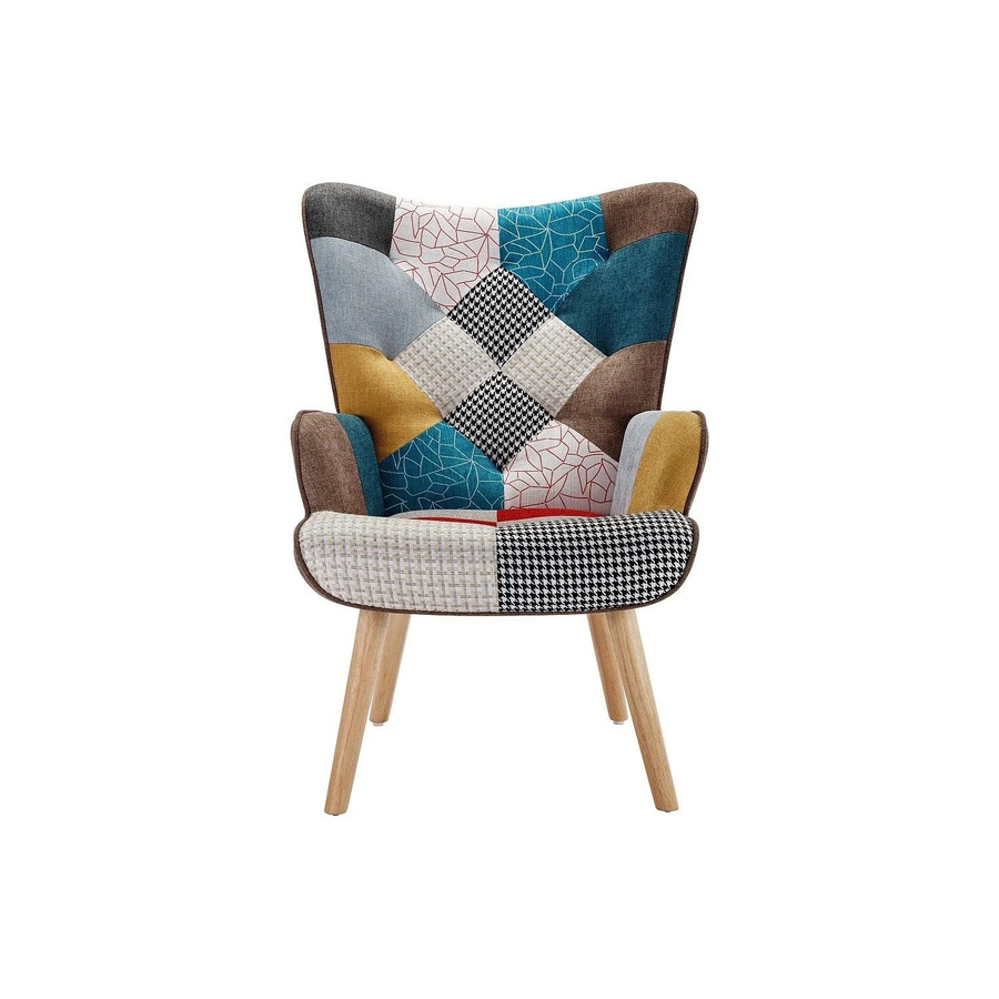 Vente-unique Sessel Vately mit gerader Rückenlehne und Patchwork-Design in Mehrfarbig, Höhe: 69 cm - Bild 2