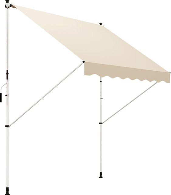 Outsunny Gelenkarmmarkise Klemmmarkise mit Handkurbel wetterfest aus Aluminium in Beige, B: 300 cm, H: 170-280 cm, T: 150 cm - Bild 1