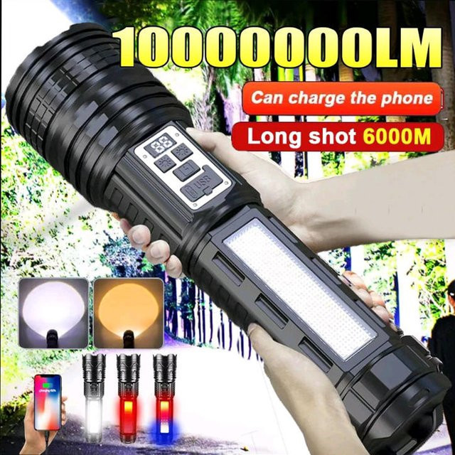 Mikenoon Hochleistungs-LED-Taschenlampe in Schwarz mit wiederaufladbarem Akku für den Außenbereich - Bild 1
