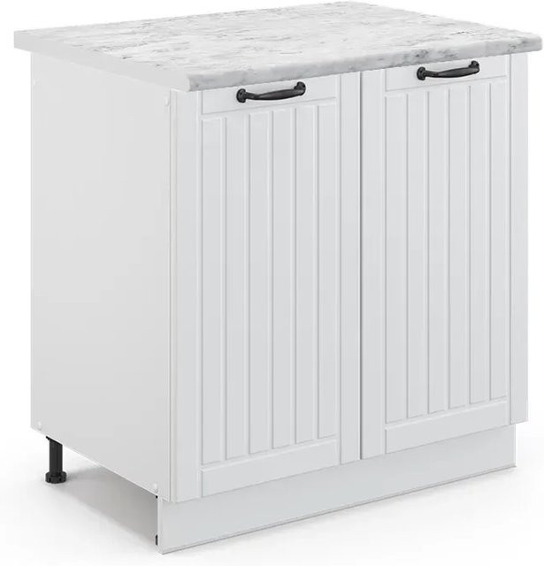 Vicco Spülenunterschrank Fame-Line in Weiß im Landhausstil mit Marmor-Optik, B/T/H: 80 x 60 x 82 cm - Bild 1