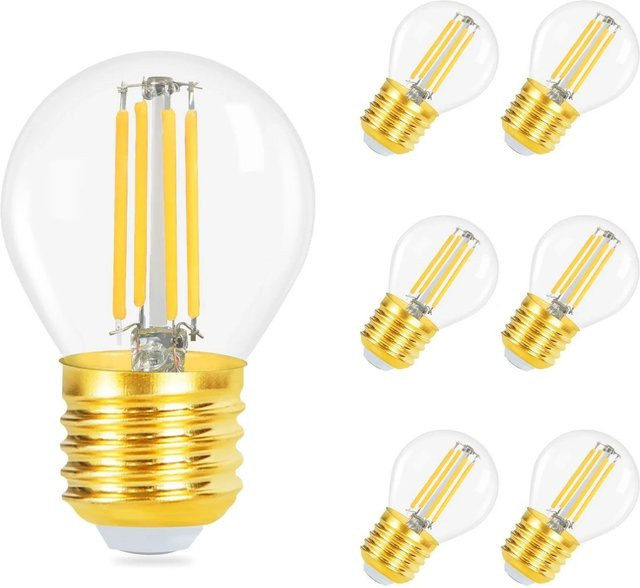 NETTLIFE LED Filament Leuchtmittel Globe Retro Glas Transparent Warmweiß E27 6er-Set - Bild 1