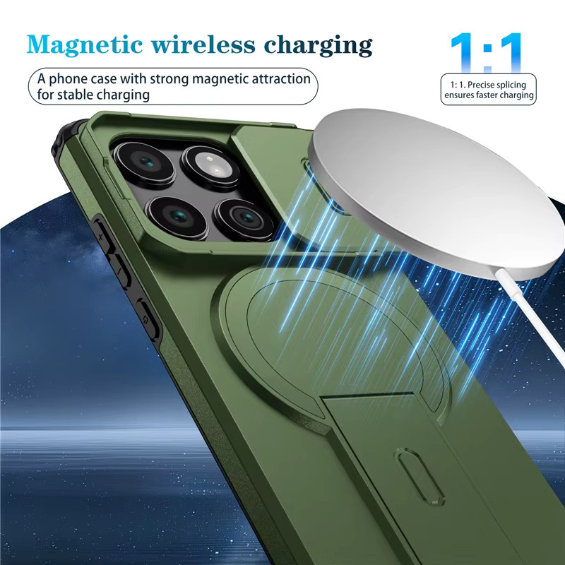 Armor Magnetic Wireless Charge Case für Motorola Moto G Play Stylus Power Edge 2024 2025 stoßfeste Halterungsabdeckung in Purple oder Green - Bild 3