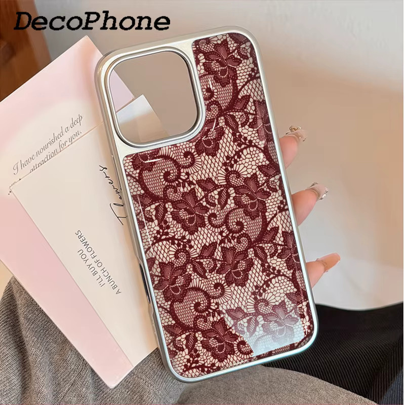 DecoPhone Anti-Sturz Handyhülle aus TPU mit rotem Blumen-Spitzenmuster für iPhone 11 bis iPhone 17 Pro Max AIR PLUS - Bild 2