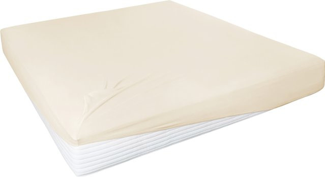 H.G. Hahn Spannbetttuch Feinjersey aus Baumwolle mit Elastan in Beige, B: 190 cm, T: 200 cm - Bild 1