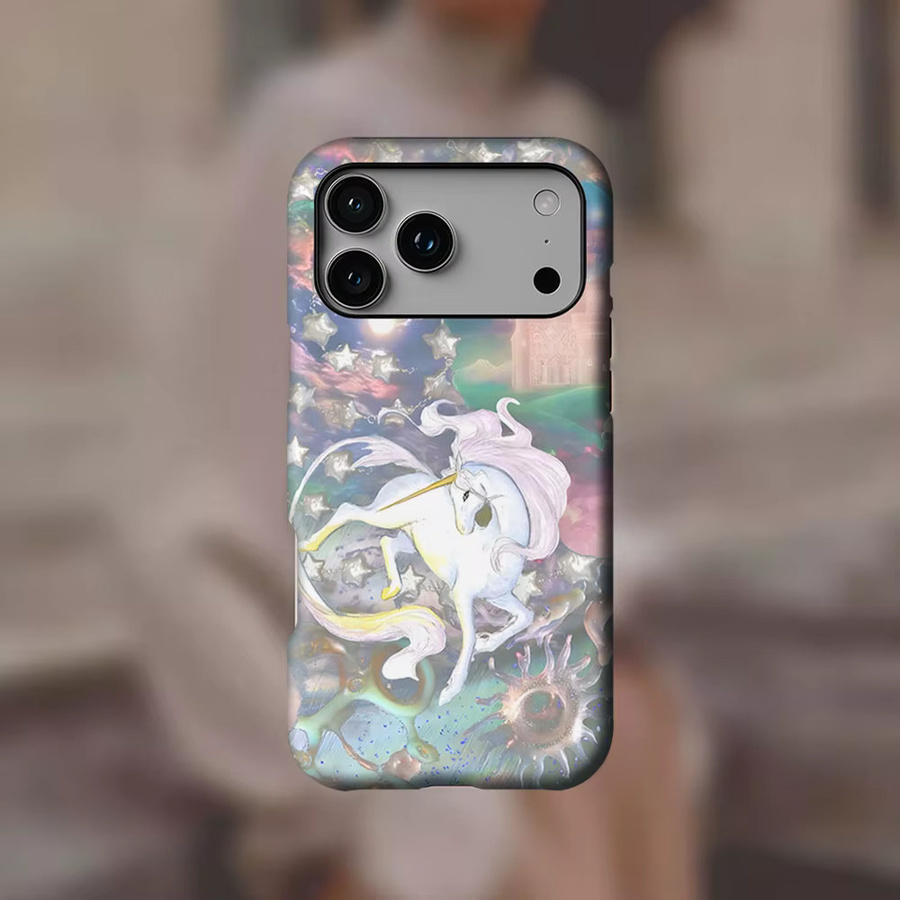 Robuste Potdemiel Handyhülle mit Einhorn-Traumlandschaft für iPhone 13 bis iPhone 17 Pro Max Plus, Mehrfarbig - Bild 2