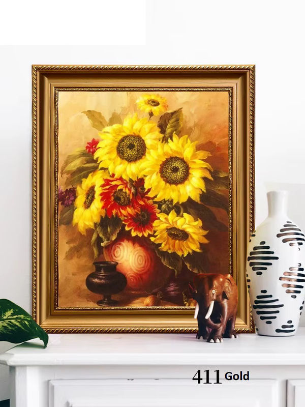 Keepmore Bilderrahmen aus Massivholz im Vintage-Stil mit floralem Design, Rechteckig, B/H: 30 x 40 cm, Farben: Weiß oder Gold - Bild 4