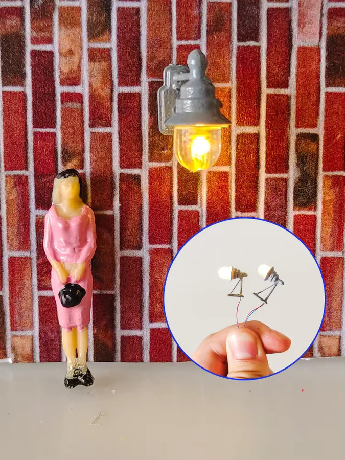 Ho Scale Miniatur-Wandleuchte, Modellbeleuchtung, 1:87, 2-teiliges Set - Bild 5