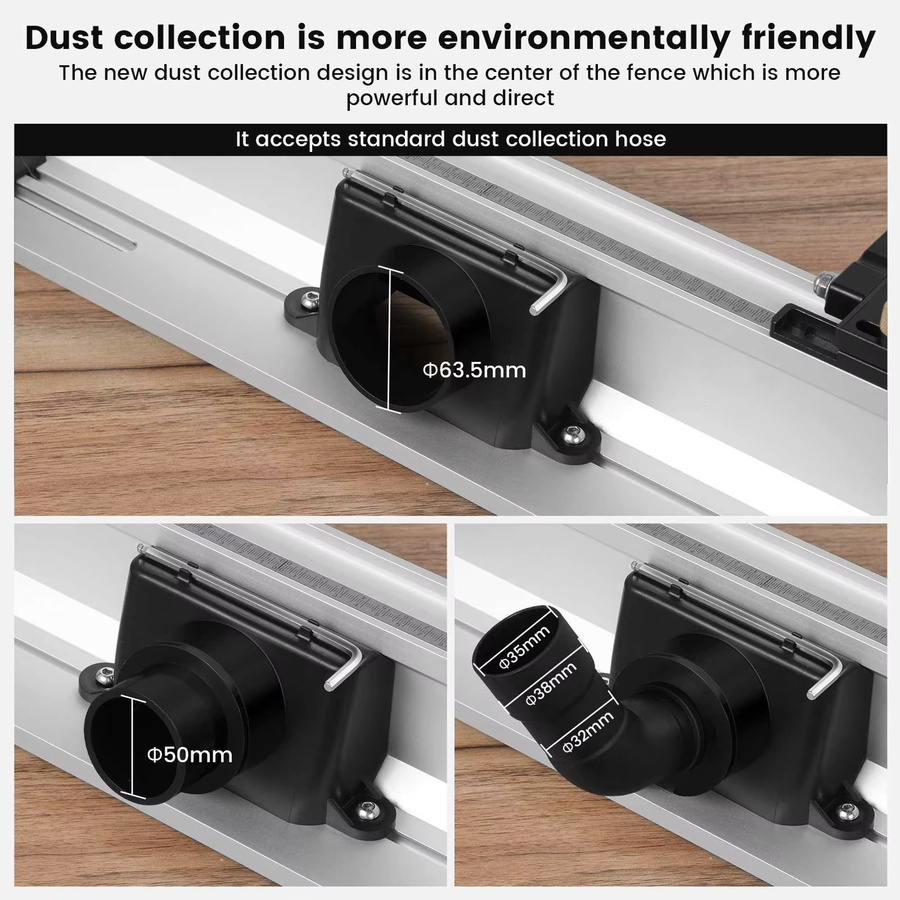 ENJOYWOOD Profilzaun für Holzbearbeitungs-Fräsertisch aus Aluminiumlegierung in Silber, Breite: 70 cm, mit 30 cm T-Schienen-Gleithalterungen und Bitschutz - Bild 4