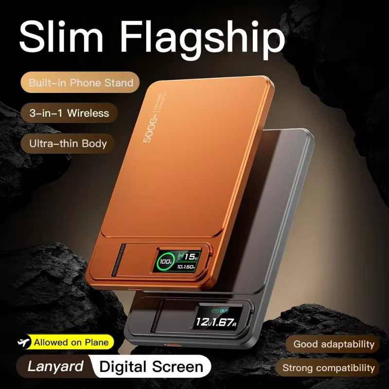 Lenovo 3-in-1 Slim Powerbank 10000mAh in Grau mit 20W Schnellladen und magnetischem kabellosem Laden für iPhone und iWatch - Bild 3