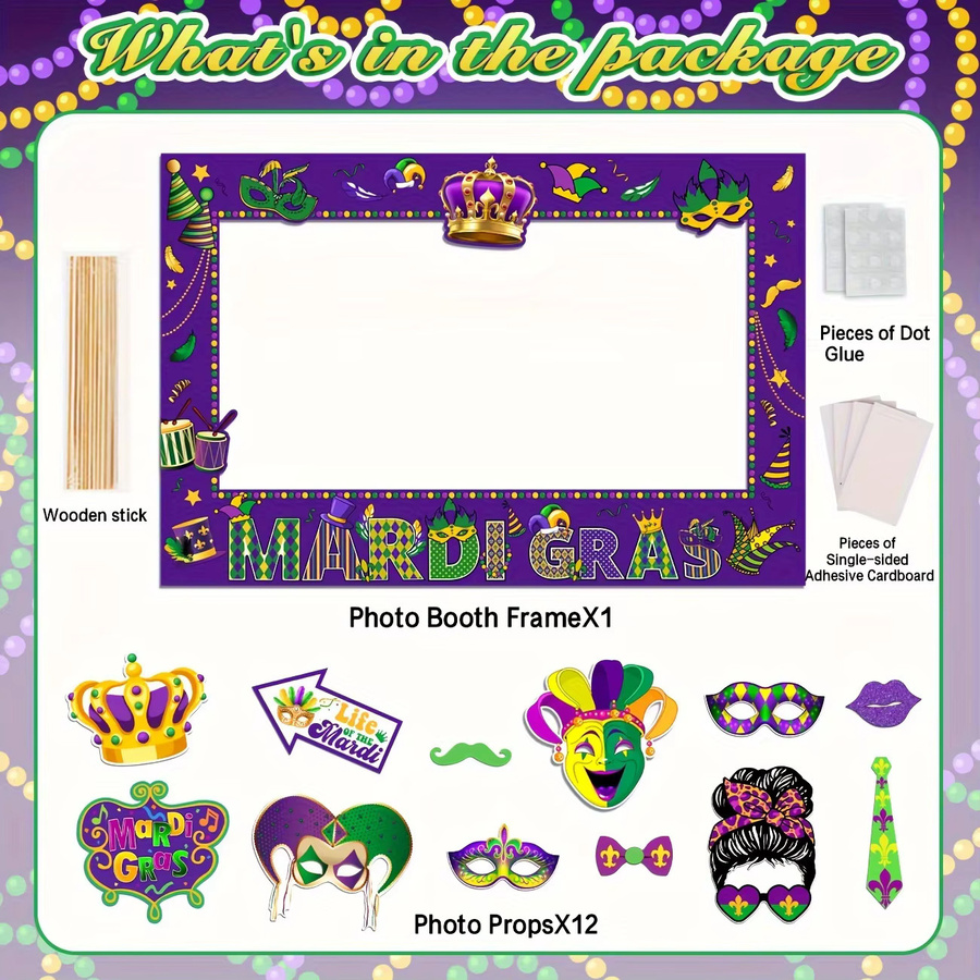 Karneval Photo Booth Requisiten mit Karneval Selfie Fotorahmen, Karneval Partyzubehör - Bild 2