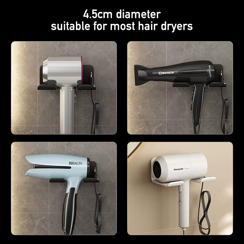 Selbstklebender Wandhalter für Dyson Haartrockner aus Metall in Schwarz - Bild 4