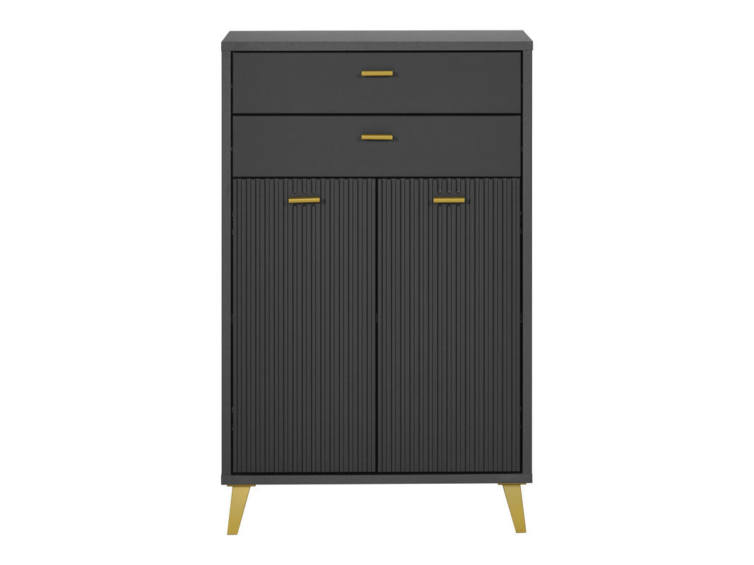 LIVARNO HOME Bad-Seitenschrank in Wellen-Optik, modern und freistehend, Anthrazit/Gold/Schwarz - Bild 4