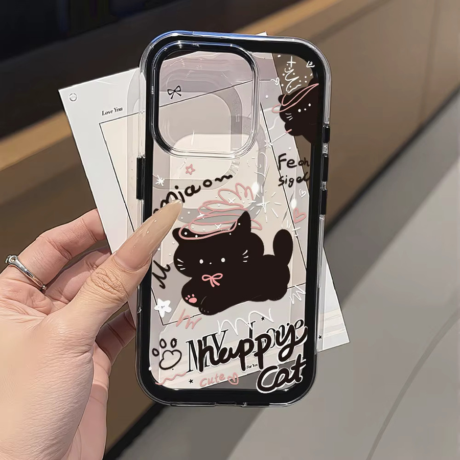 Transparente Handyhülle mit süßem Katzenmotiv in Candy Colors für dein Apple iPhone (kompatibel mit iPhone 17, 16, 15, 14, 13, 12 Pro Max und Air) aus Soft TPU - Bild 4