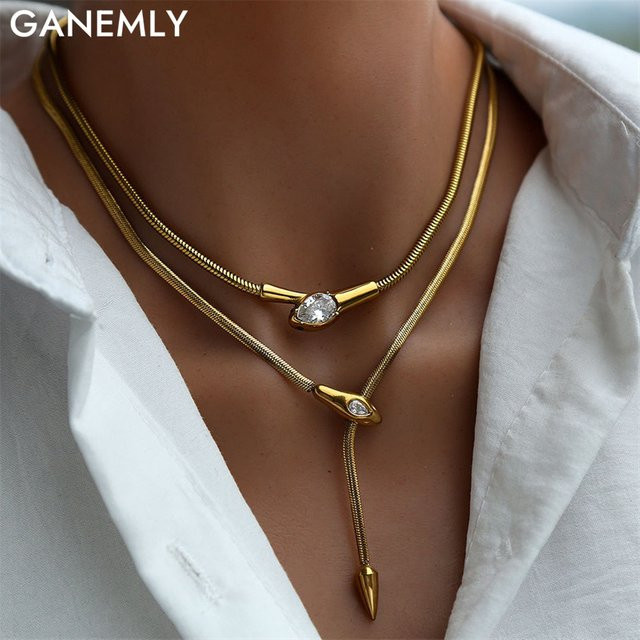 GANEMLY Halskette, 316L Edelstahl, Zirkon, Damen - Bild 1