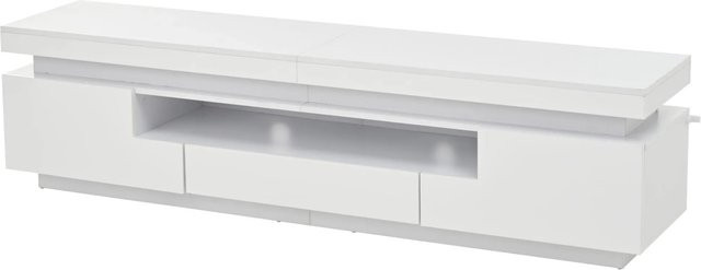 okwish TV Schrank Lowboard mit LED und Hochglanz Schubladen in Weiß, B/T/H: 175 x 38 x 45 cm - Bild 1