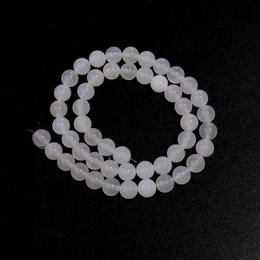 Perlen Chalcedon, Jade, weiß, rund - Bild 6