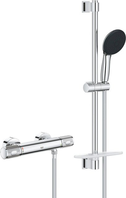 Grohe Brausegarnitur Precision Feel mit Thermostat und Handbrause in Chrom mit Wassersparfunktion und verschiedenen Strahlarten - Bild 1