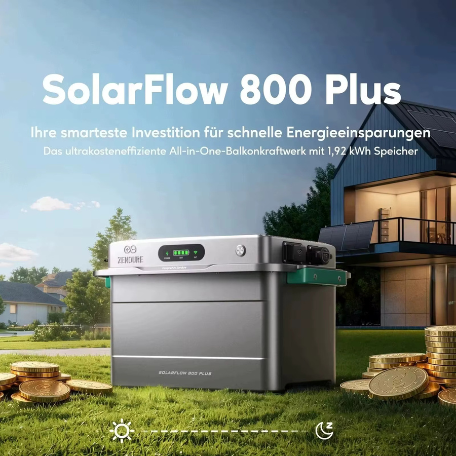 Zendure SolarFlow 800 Plus All-in-One Speicher für Balkonkraftwerk, 1,92 kWh, grau - Bild 2