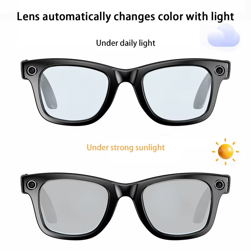 DIXSG Smart Sonnenbrille mit 4K Kamera, AI Übersetzung, Foto und Video Aufnahme, Wasserdicht, Farbe: Schwarz - Bild 4