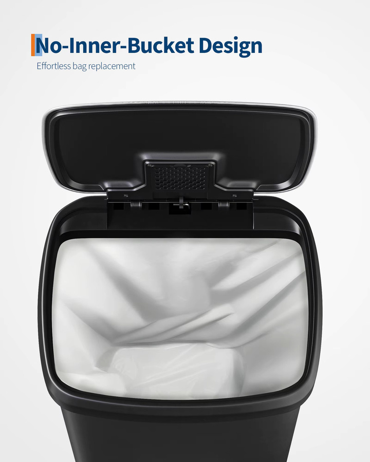 HiMISS Tret-Mülleimer für die Küche mit Soft-Close-Deckel, 50 Liter, Schwarz, Kunststoff - Bild 4