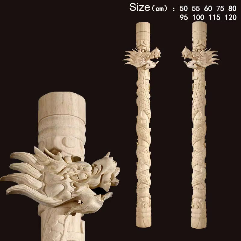 MaYupeT Vintage Holz-Applikation mit chinesischem Drachen-Motiv als dekorative Säulen-Nische für deine Möbel - Bild 2