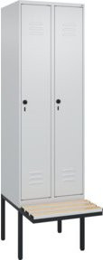 C+P Spind Classic PLUS Garderobenschrank mit Sitzbank, 2 Abteile, Lichtgrau, B/T/H: 212 x 60 x 81,5 cm - Bild 1