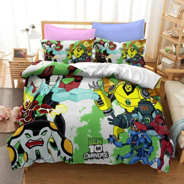 Binchi Outdoor Product Anime Ben 10 Bettwäscheset mit Bettbezug und Kissenbezug, Mehrfarbig, B/H: 135 x 200 cm - Bild 1
