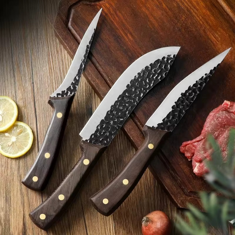 Premium 3-teiliges Profi-Küchenmesserset aus Hochkohlenstoffstahl mit Koch-, Ausbein- und Tranchiermesser für Fleisch, Obst und Gemüse - Bild 2