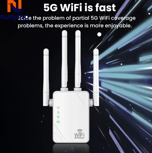 NUOYING Dual-Band WLAN-Verstärker 1200Mbps 5G Drahtlosrepeater in Weiß - Bild 1
