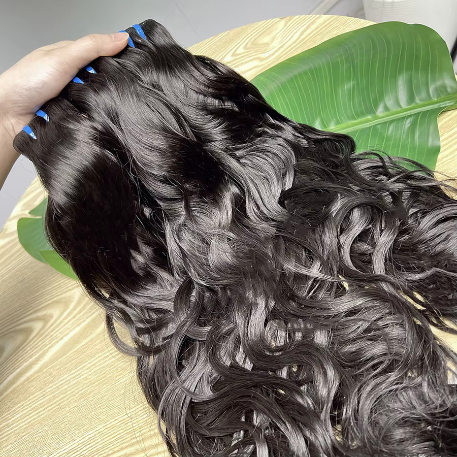 sheunicus Haarbündel, vietnamesisches Echthaar, gewellt, schwarz, Unisex - Bild 5