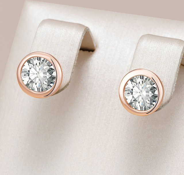 Kinel Mode Ohrstecker, 585 Rose Gold, Zirkon, Damen - Bild 1