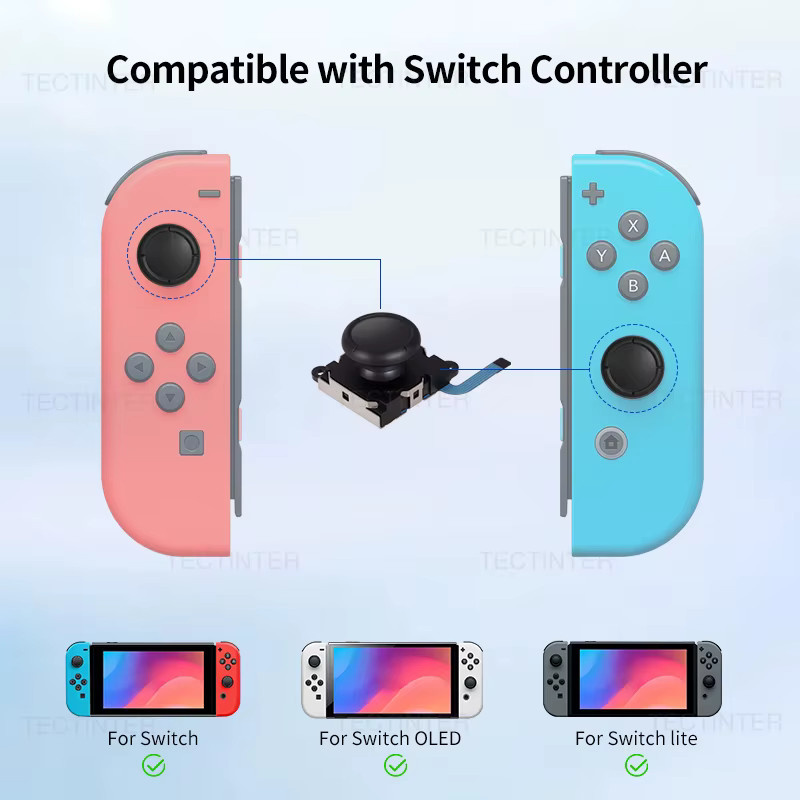 TECTINTER 2 Stück Joystick-Ersatz für Nintendo Switch und NS OLED, 3D Analog ThumbStick Reparaturteile Werkzeugset, Schwarz - Bild 4