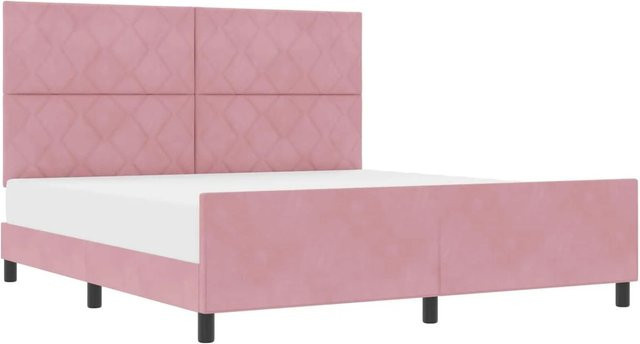vidaXL Boxspringbett mit Kopfteil in Rosa aus Samt, B/T/H: 180 x 200 x 128 cm - Bild 1