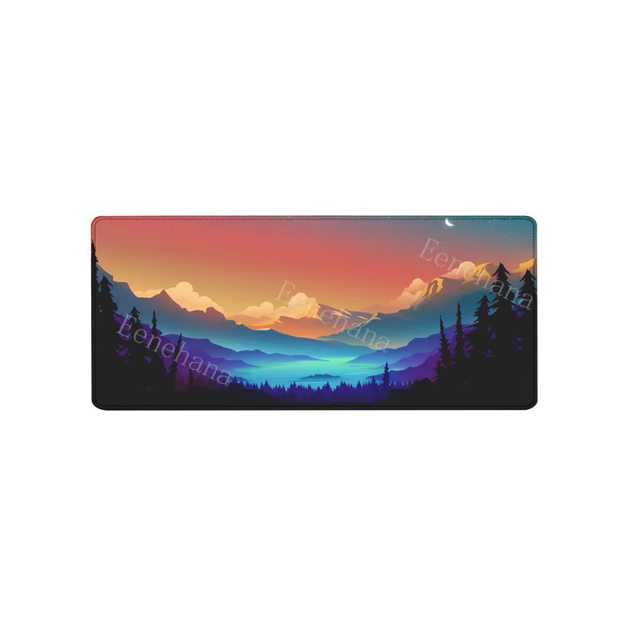 Green Forest Mauspad Schreibtischunterlage mit HD-Druck und genähten Kanten, Multicolor - Bild 5