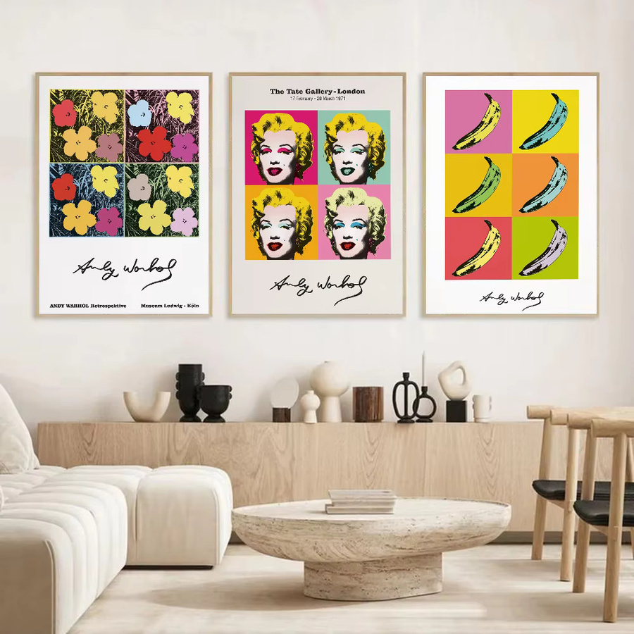 Kayou Vintage-Poster Andy Warhol Blumen Motiv, selbstklebender wasserfester Papieraufkleber, Mehrfarbig, B/H: 15,0 x 10,0 cm - Bild 3