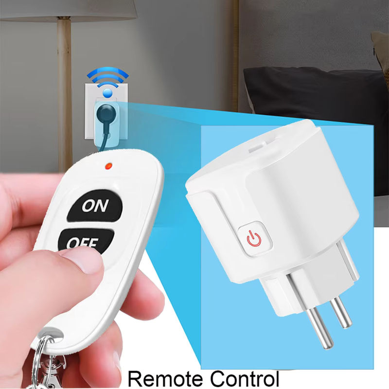 WenQia Drahtlose Smart Steckdose mit Fernbedienung 433 MHz, 16A, Weiß - Bild 2