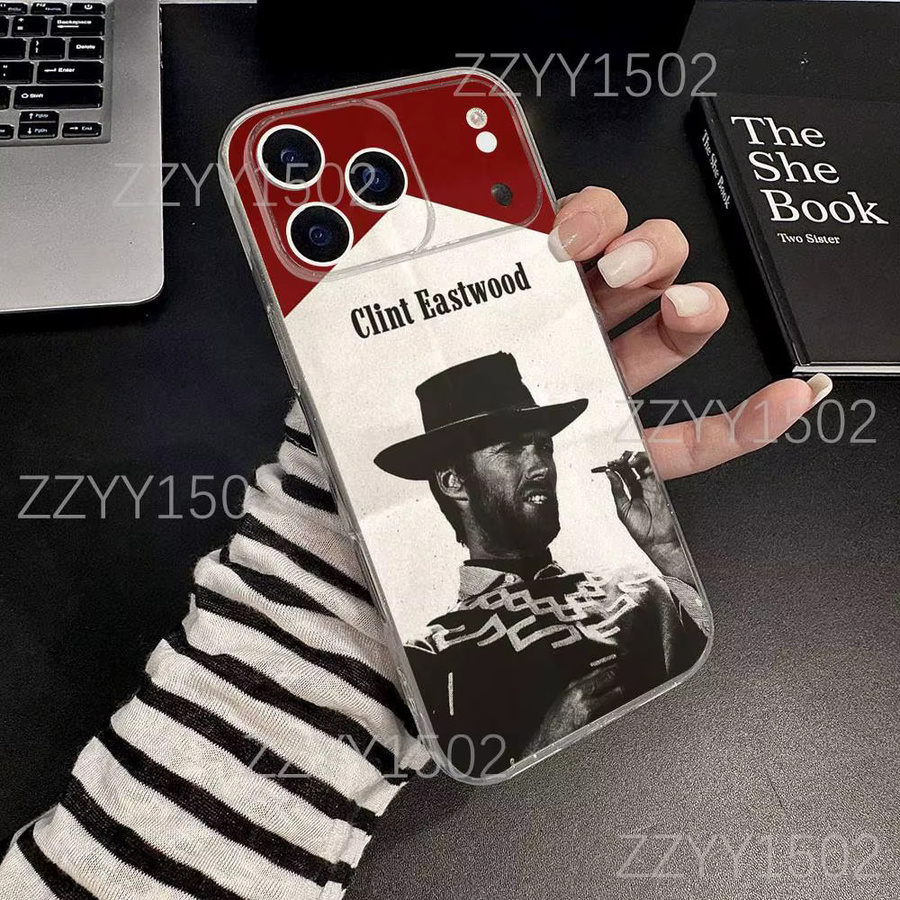 Transparente Handyhülle mit Clint Eastwood Cowboy Print für iPhone 17, 16, 15, 14, 13, 12, 11 und SE Modelle - Bild 2