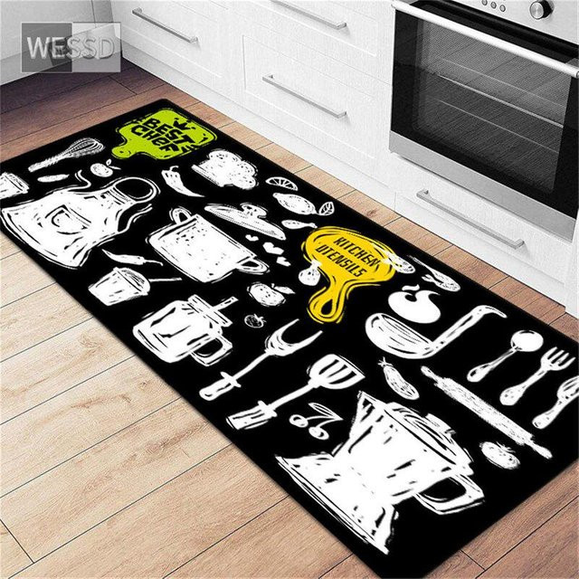 ZZ HOME Küchenteppich mit Kaffee-Druck, rutschfester Läufer aus Polyester, Schwarz, B/T: 60 x 40 cm - Bild 1