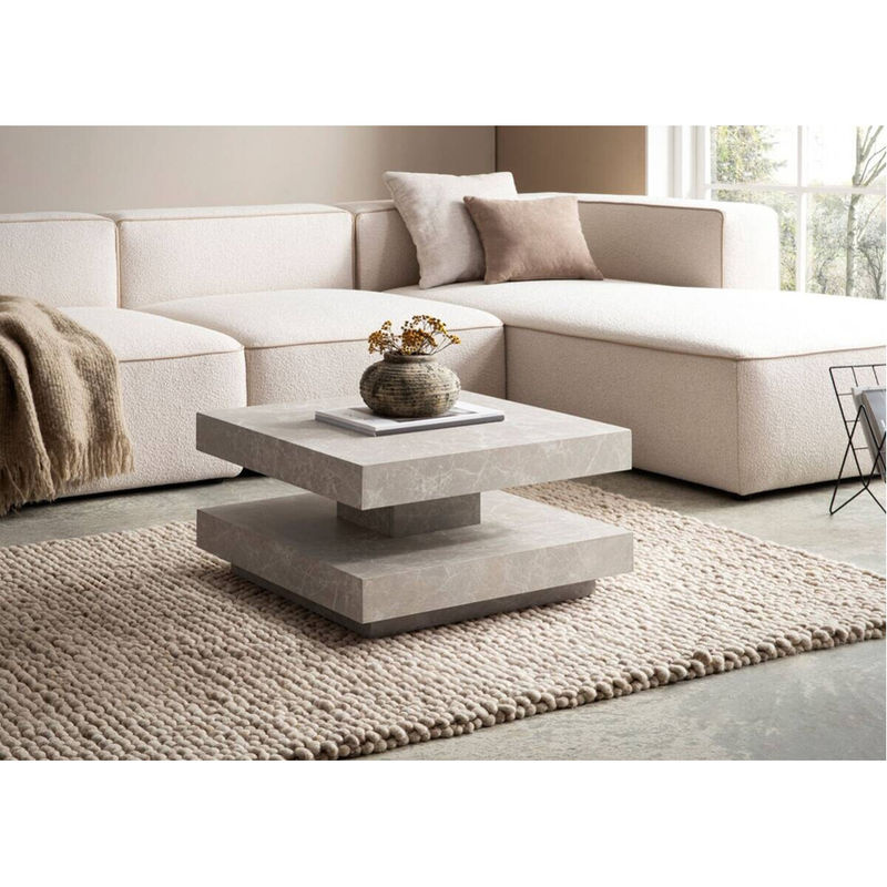 Moderner Couchtisch in Sand und Beige mit quadratischer Form, B/H/T: 60 x 34 x 60 cm - Bild 2