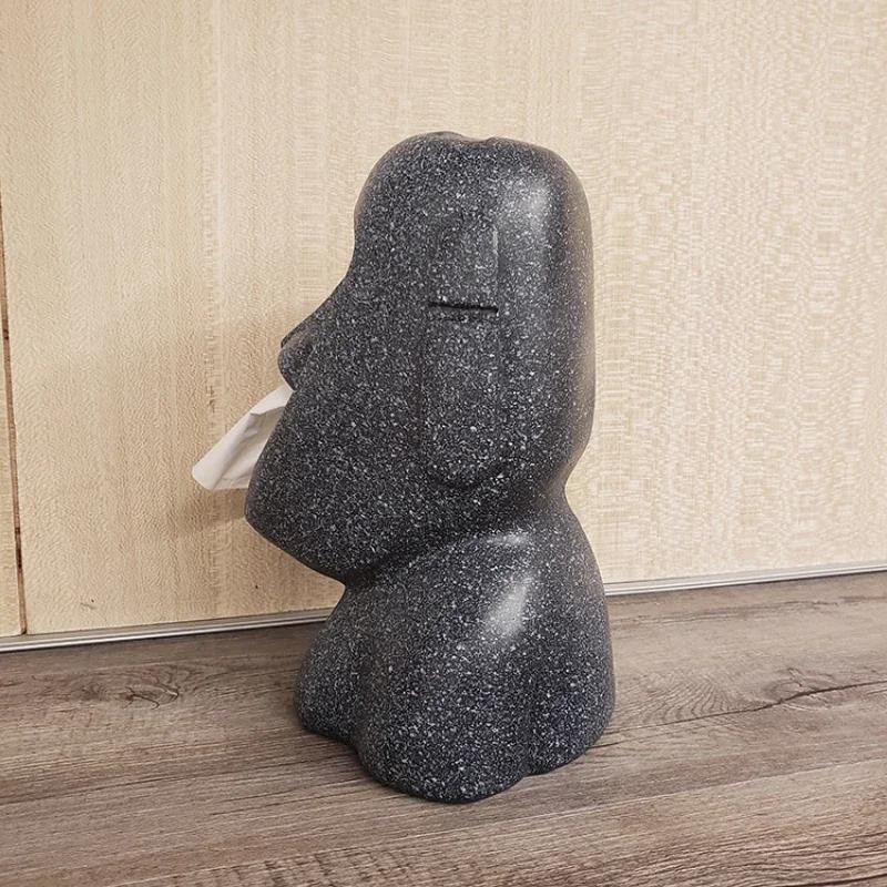 Dekorative Taschentuchbox Harz Stein Figur Ostern Ornament in Grau und Beige für Zuhause Büro und Restaurant - Bild 2