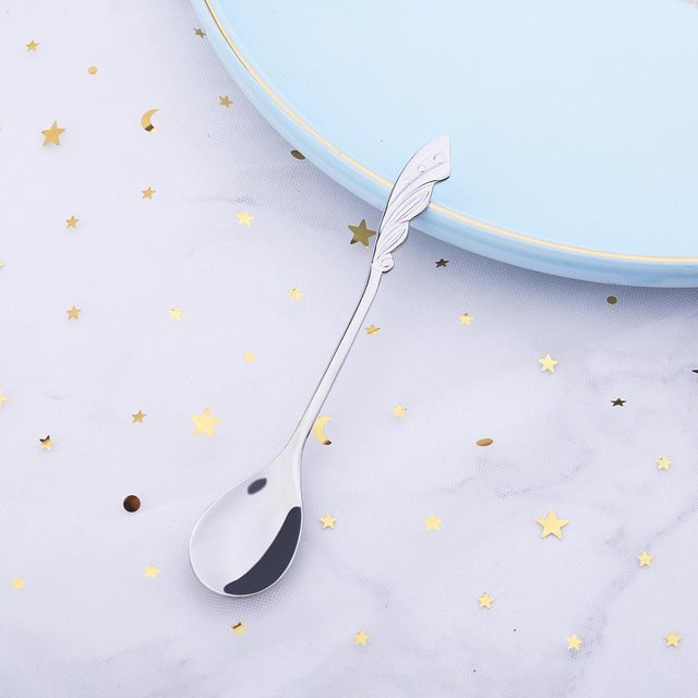 Edelstahl Teelöffel mit Blumenmotiv in Silber für Kaffee und Tee - Bild 1