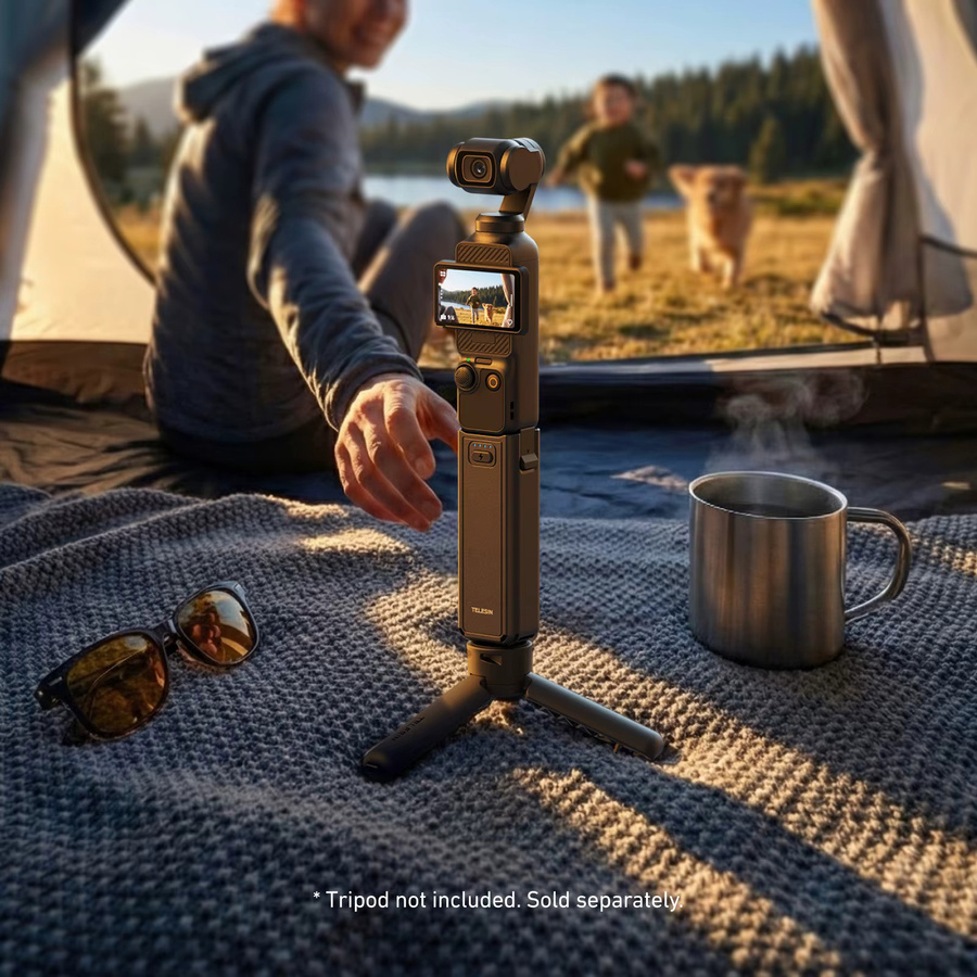 TELESIN Akku-Handgriff mit 5000mAh Powerbank und kabellosem Laden für DJI OSMO Pocket 3 und Pocket 4, Schwarz - Bild 3