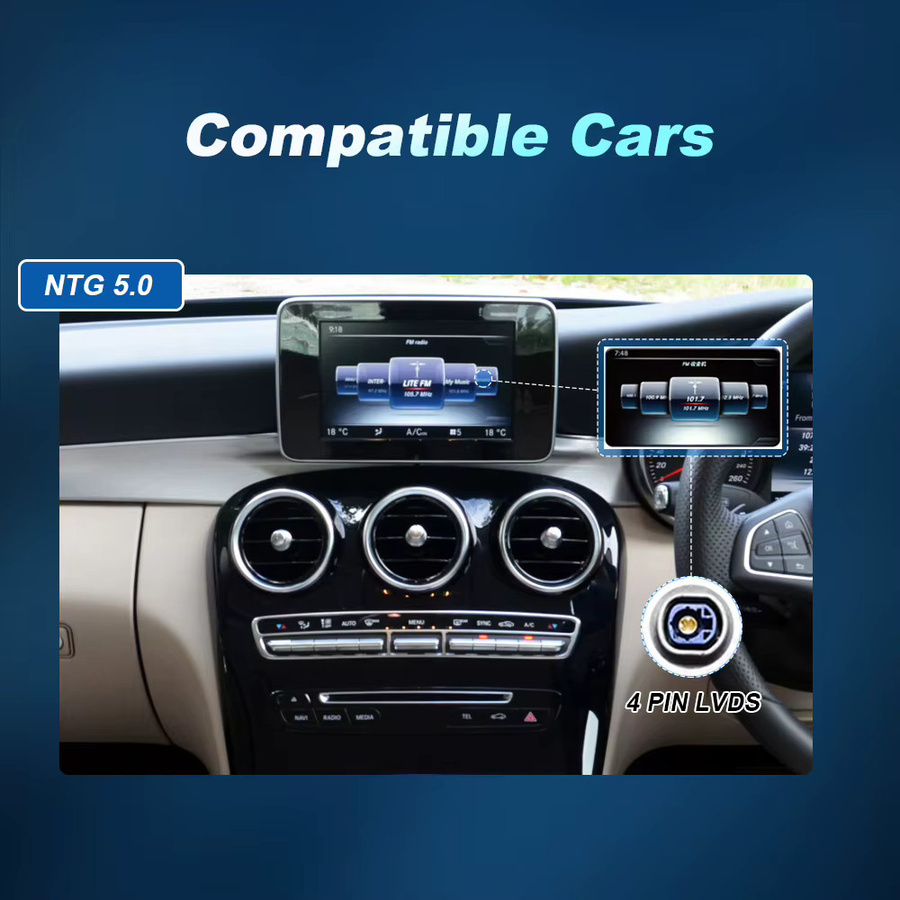 NUNOO Kabelloser CarPlay und Android Auto Multimedia-Bildschirm für Mercedes Benz C-Klasse W205 in Schwarz mit Wi-Fi und Bluetooth - Bild 2