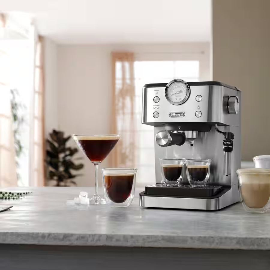 De'Longhi Classic EM450.M Siebträgermaschine in Silber mit Thermoblock und Dampflanze - Bild 6