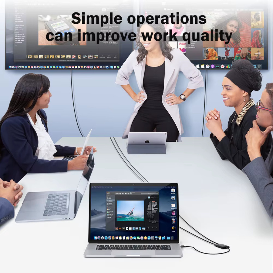 Lemorele Dual HDMI USB C Hub Adapter mit 4K UHD Auflösung für Macbook, Laptop und Projektor - Bild 4