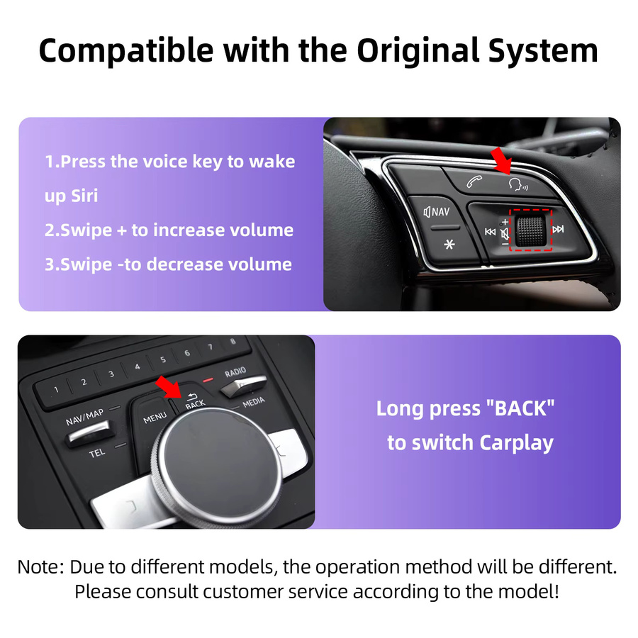 EzoneTronics OEM Bildschirm-Upgrade-Decoder-Box für Audi A4, A5, Q2L, Q5L, Q7 (2014-2022) mit CarPlay & Android für 7 Zoll oder 8,8 Zoll MIB-Bildschirme, Schwarz - Bild 5