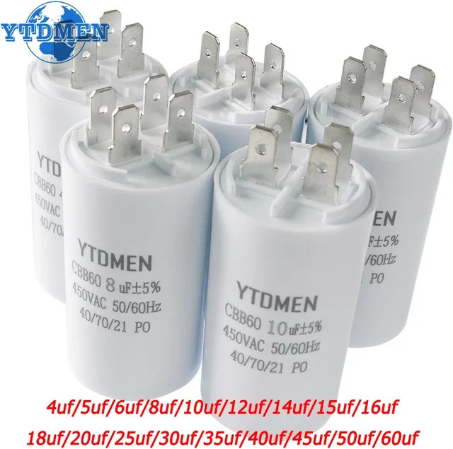 YTDMEN CBB60 Motor Betriebskondensator 4-Pin Dual Insert Startkondensator für Luftkompressor und Wasserpumpe 450VAC - Bild 1