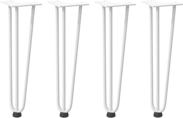 vidaXL Haarnadelbeine für Couchtisch aus Massivstahl in Weiß Matt, 4 Stück, Höhe: 42 cm - Bild 1