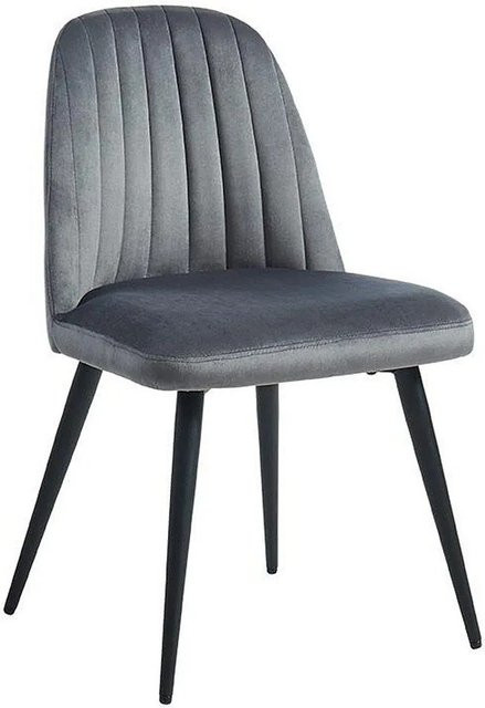 Vente-unique Eleana Stuhl aus Samt und Metall in Grau, Breite: 49 cm - Bild 1
